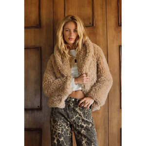 12th Tribe Suki Camel Shearling Coat Size MM